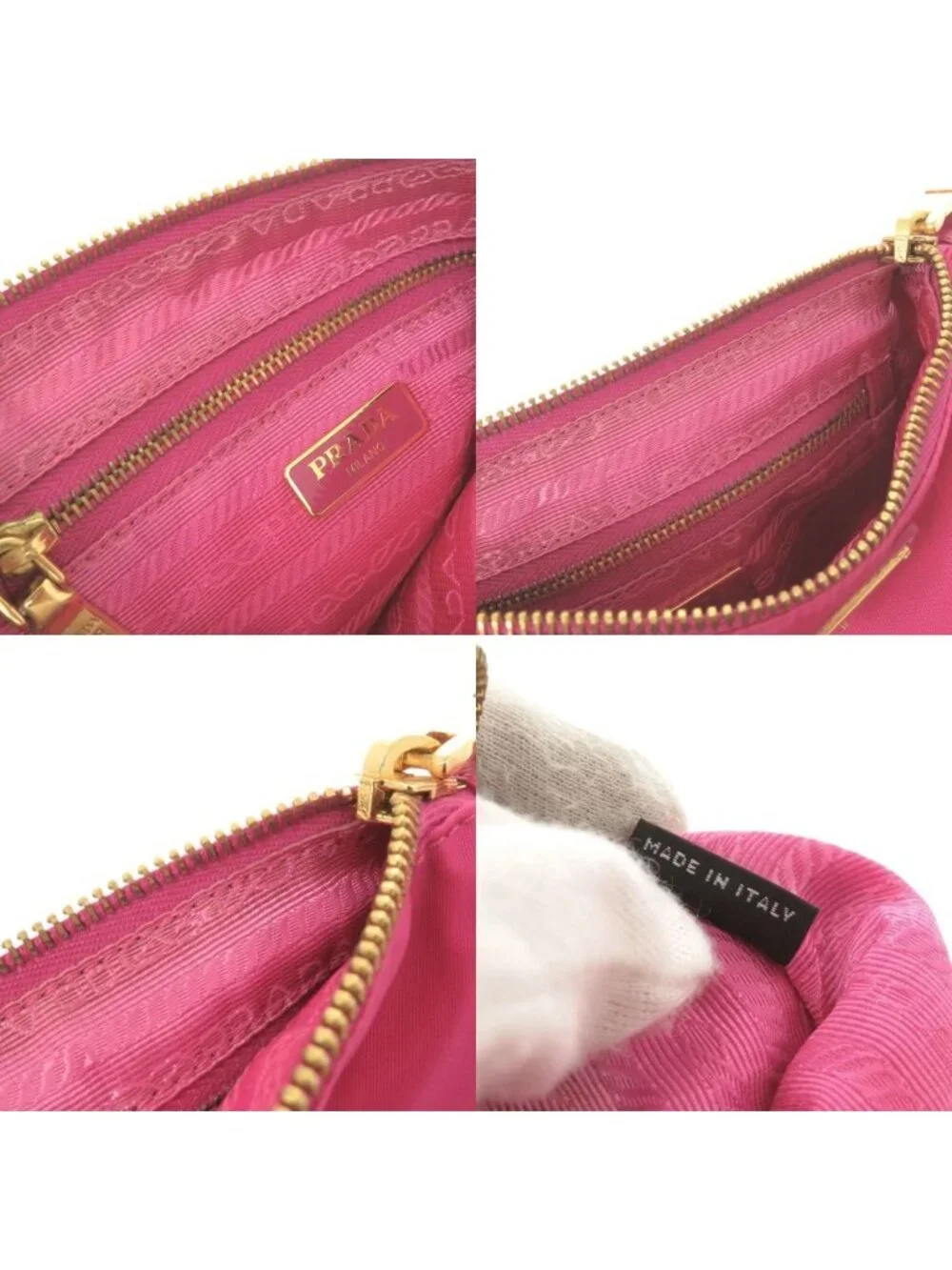 Prada Triangle Logo Nylon Pink Makeup Pouch